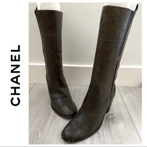 Authentic Chanel 3.5” Heel Pull On Riding Boots